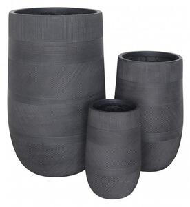 Set di 3 vasi Fiordaliso in Fibra sintetica Grigio scuro