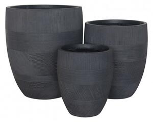 Set di 3 vasi Papavero in Fibra sintetica Grigio scuro