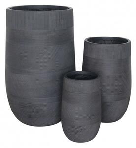 Set di 3 vasi Fiordaliso in Fibra sintetica Grigio scuro