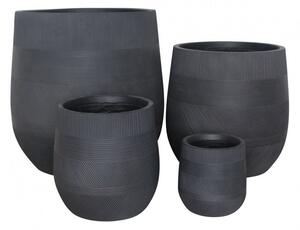 Set di 4 vasi Peonia in Fibra sintetica Grigio scuro
