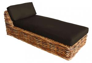 Chaise Longue Polinesia con Cuscini 75x87x170 cm in Rattan Marrone