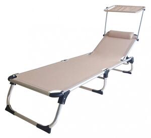 Lettino Prendisole da Giardino Pieghevole Kamp Tortora 188x59x30 cm cm in Alluminio Beige
