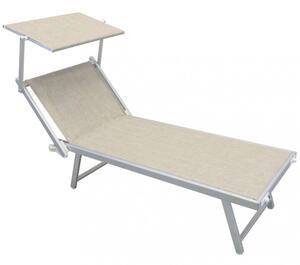 Lettino Prendisole da Giardino Bari 181x61x38 h cm in Alluminio Beige