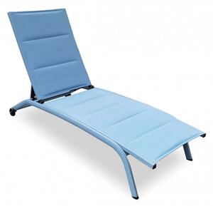 Lettino Prendisole da Giardino Itaca Impilabile 194x71x83 h cm in Textilene Blu