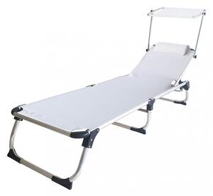 Lettino Prendisole da Giardino Pieghevole Kamp Bianco 188x59x30 cm cm in Alluminio Bianco