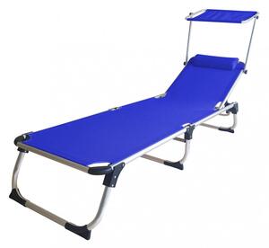 Lettino Prendisole da Giardino Pieghevole Kamp Blu 188x59x30 cm cm in Alluminio Blu