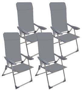 Set 4 Sedie a Sdraio Reclinabili Pieghevoli 59x64x108 cm in Alluminio e Textilene Grigio