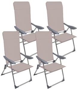 Set 4 Sedie a Sdraio Reclinabili Pieghevoli 59x64x108 cm in Alluminio e Textilene Tortora