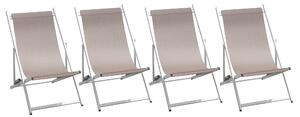 Set 4 Sdraio Mare da Giardino 60x100x79 cm in Alluminio e Textilene Tortora