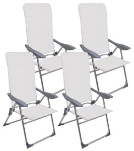 Set 4 Sedie a Sdraio Reclinabili Pieghevoli 59x64x108 cm in Alluminio e Textilene Avorio