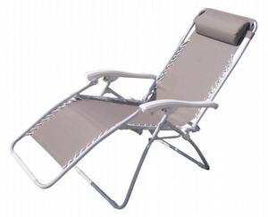 Sedia Sdraio Zero Gravity Reclinabile Pieghevole 88x65x110 h cm in Acciaio e Textilene Grigio Chiaro