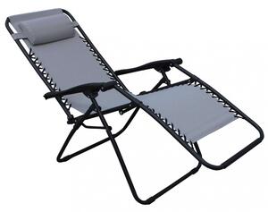 Sedia Sdraio Zero Gravity Reclinabile Pieghevole 88x65x110 h cm in Acciaio e Textilene Grigio Chiaro