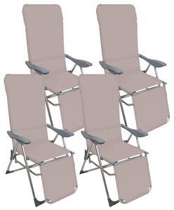 Set 4 Sedie a Sdraio Reclinabili Pieghevoli 59x76x109 cm con Poggiapiedi in Alluminio e Textilene T