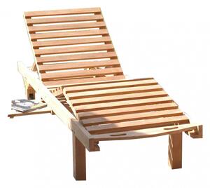 Lettino Prendisole da Giardino Lidia 65x208x35 h cm in Legno Marrone