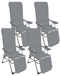 Set 4 Sedie a Sdraio Reclinabili Pieghevoli 59x76x109 cm con Poggiapiedi in Alluminio e Textilene G