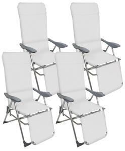 Set 4 Sedie a Sdraio Reclinabili Pieghevoli 59x76x109 cm con Poggiapiedi in Alluminio e Textilene A