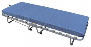 Letto Singolo Brandina Pieghevole 80x190x34 cm con Materasso H10 cm e Doghe in Legno Nero