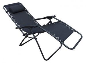 Sedia Sdraio Zero Gravity Reclinabile Pieghevole 88x65x110 h cm in Acciaio e Textilene Nero