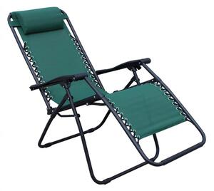 Sedia Sdraio Zero Gravity Reclinabile Pieghevole 88x65x110 h cm in Acciaio e Textilene Verde Scuro
