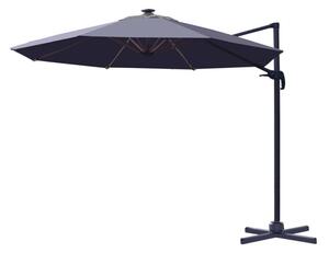 Ombrellone da Giardino Decentrato Ø3m in Alluminio con LED Florida Nero