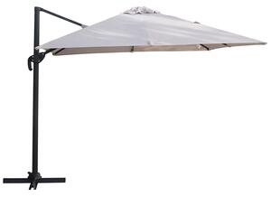 Ombrellone Lampara da Giardino 3x3 m in Alluminio e Poliestere Tortora Struttura Nero Deluxe