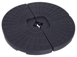 Base per Ombrellone 4 Pezzi Componibili Max 17L in HDPE Nero 48x48x8 cm