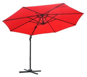 Ombrellone Decentrato da Giardino in Alluminio Ø2.95x2.5m 360° Rosso