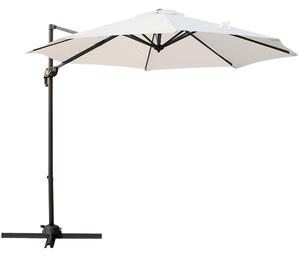Ombrellone Decentrato da Giardino in Acciaio Ø2,95x2,5 m 360° Bianco Crema