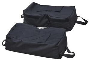 Set 2 Pezzi Base per Ombrellone da Giardino Ø36 Riempibile 25 Kg Tessuto Oxford Nero 50x50x18 cm
