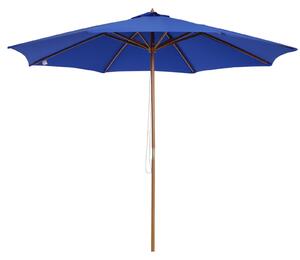 Ombrellone da Giardino Ø3 m Palo Ø38 mm in Legno di Pioppo e Bambù Blu