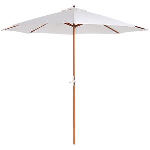 Ombrellone da Giardino Ø2,7 m Palo Ø38 mm in Legno di Pioppo e Bambù Beige