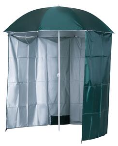 Ombrellone da Giardino Ø2,2m in Metallo con Tenda Parasole Verde Scuro
