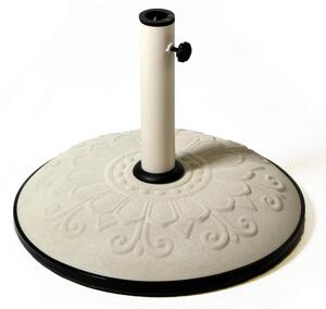 Base per Ombrellone da Giardino Ø50 cm in Cemento con Decoro Bianco