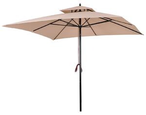 Ombrellone da Giardino 3x3 m Palo Ø48 mm in Metallo e Poliestere Beige e Nero