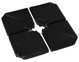 Base per Ombrellone da Giardino 4 Pezzi in Plastica Riempibili con Acqua e Sabbia Nero