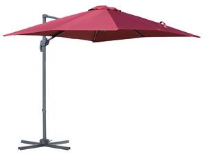 Ombrellone da Giardino Decentrato 2,45x2,45m con Rotazione 360° Rosso Scuro