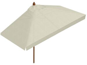 Ombrellone da Giardino 1,5x3 m Palo Ø57 mm Mezzaluna in Legno Telo in Acrilico Ecrù