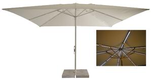 Ombrellone da Giardino 4x4 m Palo Ø60 mm con LED in Alluminio Bianco Lucido Telo in Poliestere Bianco