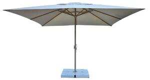Ombrellone da Giardino 4x4 m Palo Ø60 mm in Alluminio Legno Rovere Telo in Poliestere Ecrù