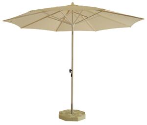 Ombrellone da Giardino Ø3 m Palo Ø40 mm in Alluminio Legno Larice Telo in Poliestere Avorio