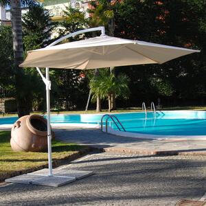 Ombrellone Decentrato Esagonale Bianco 300X230 cm in Alluminio da Giardino Arredo
