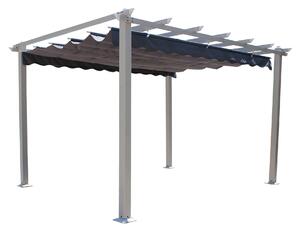 Pergola da Giardino 3x3m in Alluminio Tortora Telo Grigio