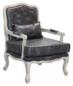 Poltrona Christy in Ecopelle Vintage Grigio 64x72x92 h cm in Legno Grigio scuro