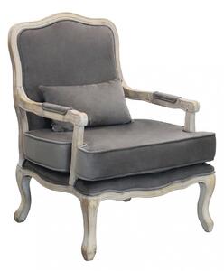 Poltrona Christy in Velluto Taupe 64x72x92 h cm in Legno Tortora