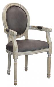Poltrona Constance in Velluto Taupe 55x46x96 h cm in Legno Tortora