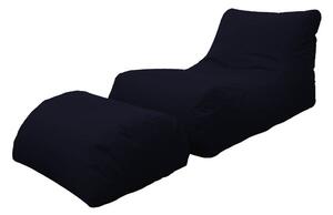 Poltrona Pouf Chaise Longue con Poggiapiedi in Poliestere Nera Avalli