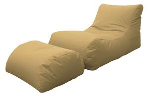 Poltrona Pouf Chaise Longue con Poggiapiedi in Poliestere Beige Avalli