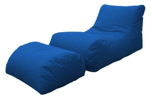 Poltrona Pouf Chaise Longue con Poggiapiedi in Poliestere Blu Avalli