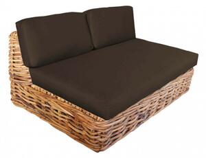 Divano Componibile Polinesia con Cuscini 75x185x105 cm in Rattan Marrone