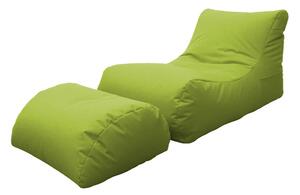 Poltrona Pouf Chaise Longue con Poggiapiedi in Poliestere Verde Avalli